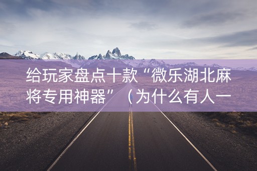 给玩家盘点十款“微乐湖北麻将专用神器”（为什么有人一直赢)