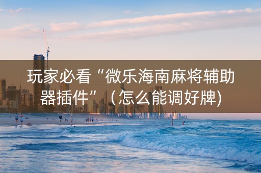 玩家必看“微乐海南麻将辅助器插件”（怎么能调好牌)