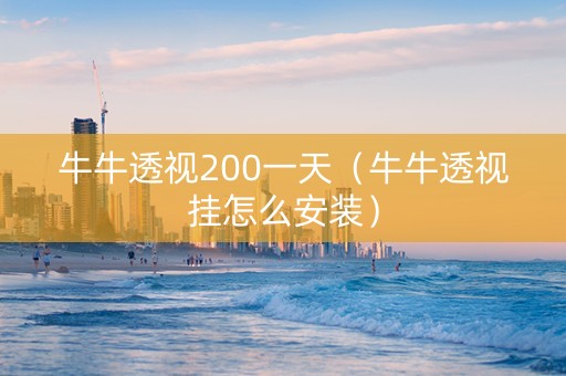 牛牛透视200一天（牛牛透视挂怎么安装）