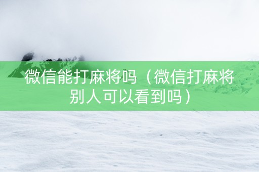 微信能打麻将吗（微信打麻将别人可以看到吗）