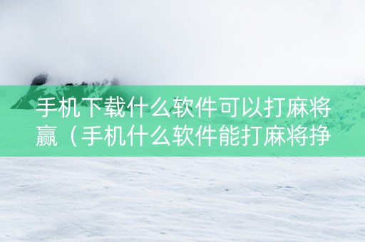 手机下载什么软件可以打麻将赢（手机什么软件能打麻将挣钱）