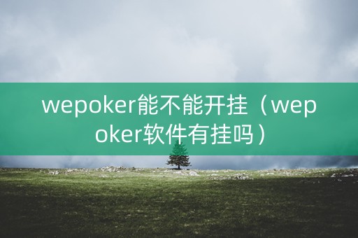 wepoker能不能开挂（wepoker软件有挂吗）