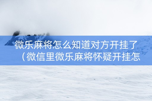 微乐麻将怎么知道对方开挂了（微信里微乐麻将怀疑开挂怎么查）