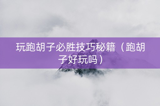 玩跑胡子必胜技巧秘籍（跑胡子好玩吗）