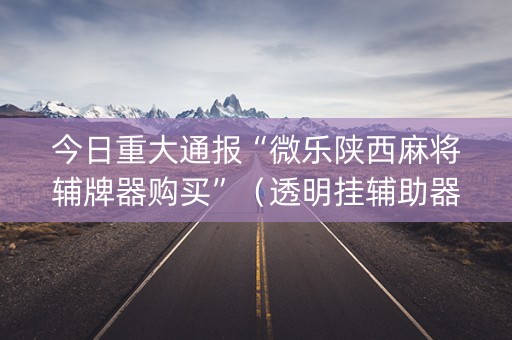 今日重大通报“微乐陕西麻将辅牌器购买”（透明挂辅助器)