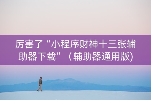 厉害了“小程序财神十三张辅助器下载”（辅助器通用版)