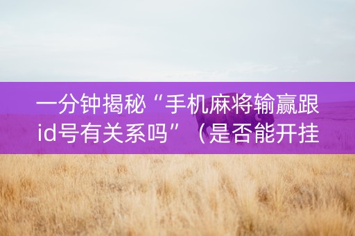 一分钟揭秘“手机麻将输赢跟id号有关系吗”（是否能开挂)