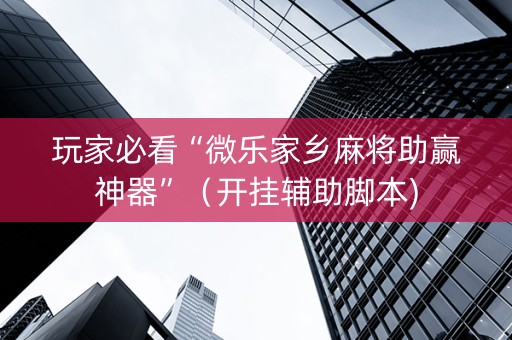 玩家必看“微乐家乡麻将助赢神器”（开挂辅助脚本)
