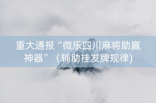 重大通报“微乐四川麻将助赢神器”（辅助挂发牌规律)
