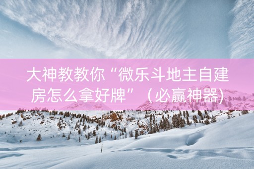 大神教教你“微乐斗地主自建房怎么拿好牌”（必赢神器)