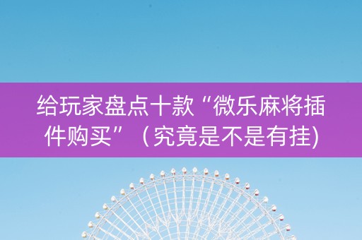 给玩家盘点十款“微乐麻将插件购买”（究竟是不是有挂)