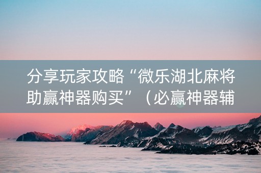 分享玩家攻略“微乐湖北麻将助赢神器购买”（必赢神器辅助器)
