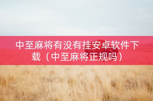 中至麻将有没有挂安卓软件下载（中至麻将正规吗）