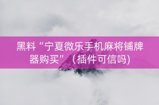 黑料“宁夏微乐手机麻将铺牌器购买”（插件可信吗)