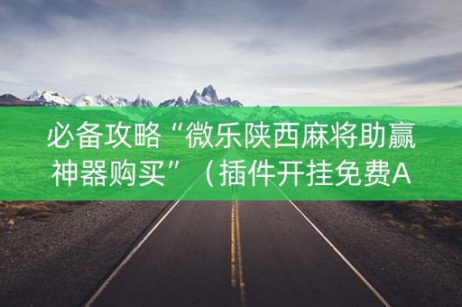 必备攻略“微乐陕西麻将助赢神器购买”（插件开挂免费AI)