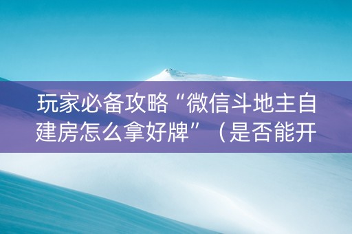 玩家必备攻略“微信斗地主自建房怎么拿好牌”（是否能开挂)