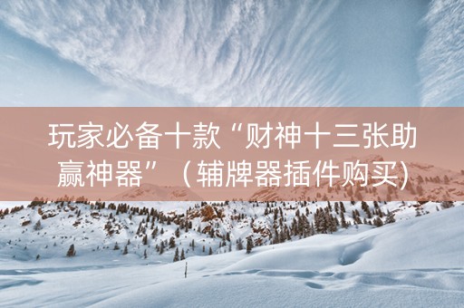 玩家必备十款“财神十三张助赢神器”（辅牌器插件购买)
