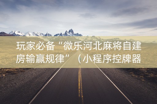 玩家必备“微乐河北麻将自建房输赢规律”（小程序控牌器)