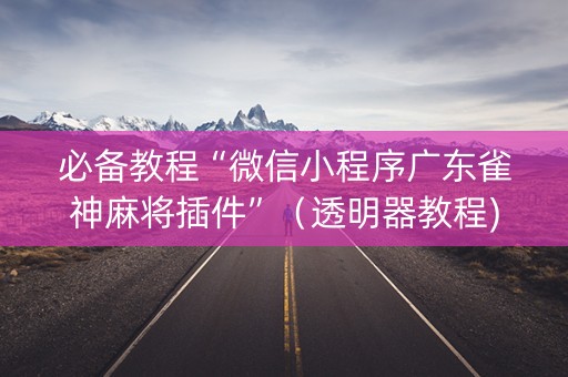 必备教程“微信小程序广东雀神麻将插件”（透明器教程)