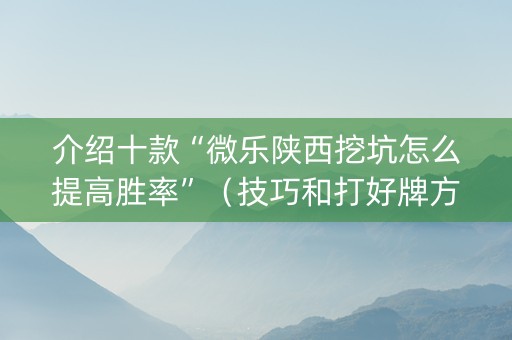 介绍十款“微乐陕西挖坑怎么提高胜率”（技巧和打好牌方法)