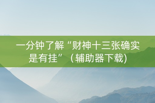 一分钟了解“财神十三张确实是有挂”（辅助器下载)
