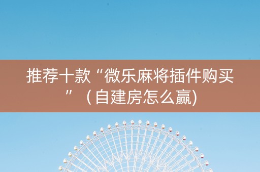 推荐十款“微乐麻将插件购买”（自建房怎么赢)