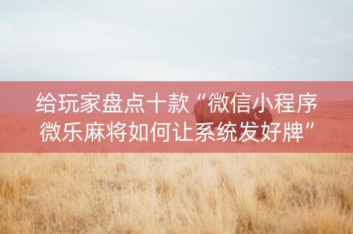 给玩家盘点十款“微信小程序微乐麻将如何让系统发好牌”（开挂辅助器插件)