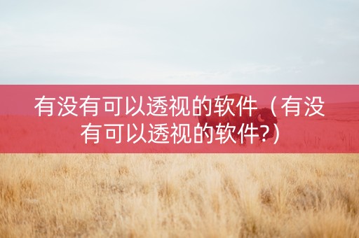 有没有可以透视的软件（有没有可以透视的软件?）