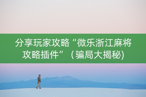 分享玩家攻略“微乐浙江麻将攻略插件”（骗局大揭秘)