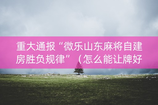 重大通报“微乐山东麻将自建房胜负规律”（怎么能让牌好一点)
