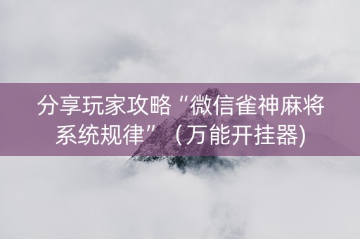 分享玩家攻略“微信雀神麻将系统规律”（万能开挂器)