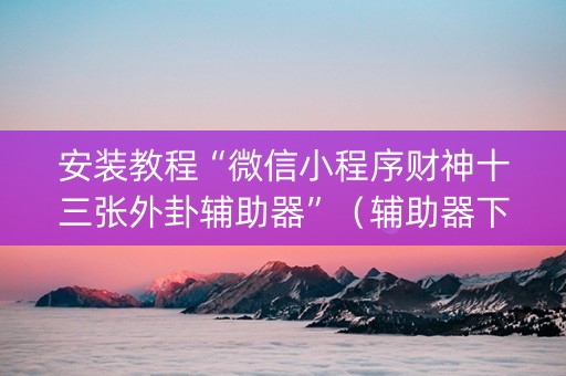 安装教程“微信小程序财神十三张外卦辅助器”（辅助器下载)