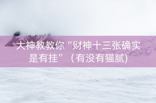 大神教教你“财神十三张确实是有挂”（有没有猫腻)