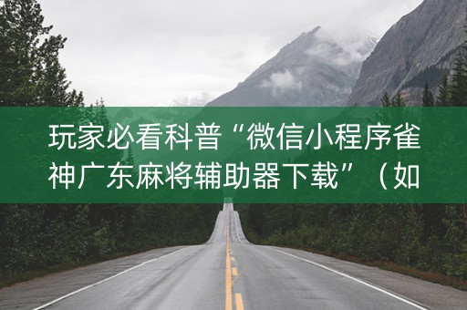 玩家必看科普“微信小程序雀神广东麻将辅助器下载”（如何提高胜率)