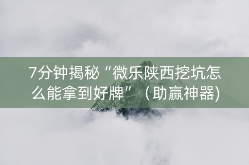 7分钟揭秘“微乐陕西挖坑怎么能拿到好牌”（助赢神器)