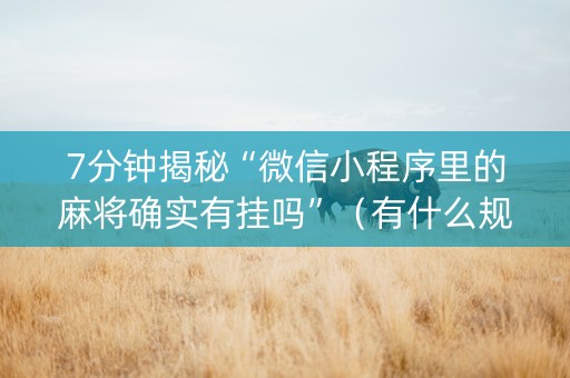 7分钟揭秘“微信小程序里的麻将确实有挂吗”（有什么规律)