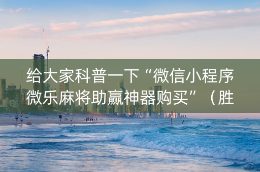 给大家科普一下“微信小程序微乐麻将助赢神器购买”（胜率到哪调)