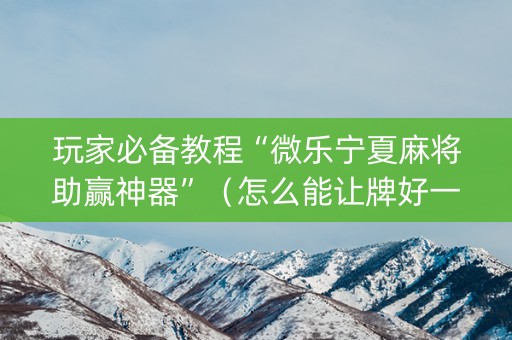 玩家必备教程“微乐宁夏麻将助赢神器”（怎么能让牌好一点)