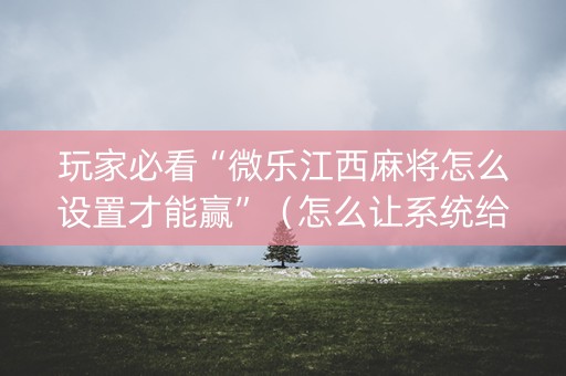 玩家必看“微乐江西麻将怎么设置才能赢”（怎么让系统给自己好牌)