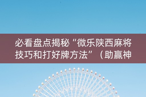 必看盘点揭秘“微乐陕西麻将技巧和打好牌方法”（助赢神器)