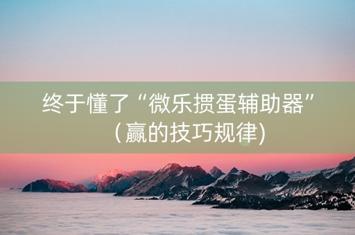 终于懂了“微乐掼蛋辅助器”（赢的技巧规律)