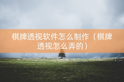 棋牌透视软件怎么制作（棋牌透视怎么弄的）