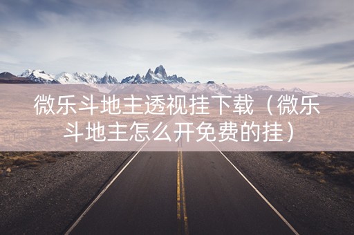 微乐斗地主透视挂下载（微乐斗地主怎么开免费的挂）