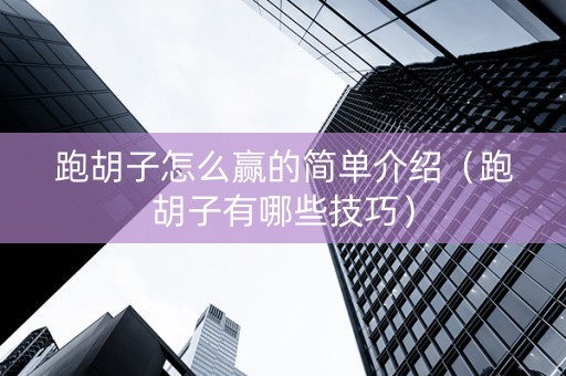 跑胡子怎么赢的简单介绍（跑胡子有哪些技巧）