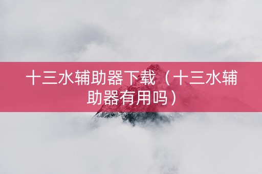 十三水辅助器下载（十三水辅助器有用吗）
