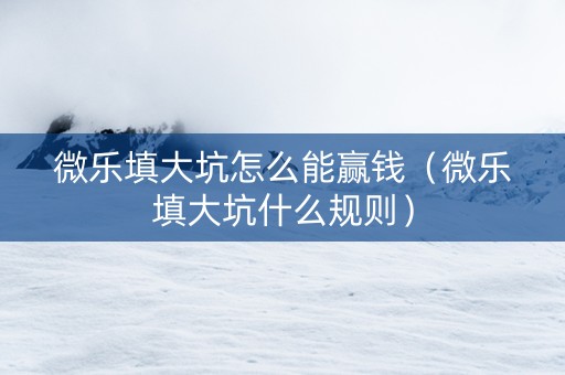 微乐填大坑怎么能赢钱（微乐填大坑什么规则）