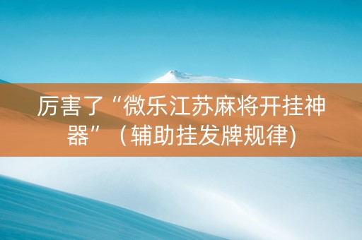 厉害了“微乐江苏麻将开挂神器”（辅助挂发牌规律)