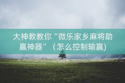 大神教教你“微乐家乡麻将助赢神器”（怎么控制输赢)