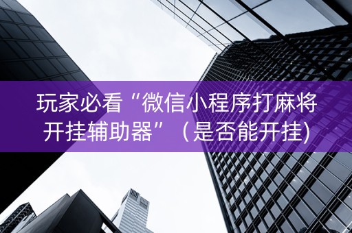 玩家必看“微信小程序打麻将开挂辅助器”（是否能开挂)