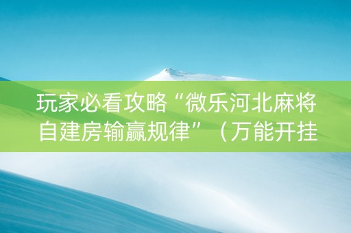 玩家必看攻略“微乐河北麻将自建房输赢规律”（万能开挂器)